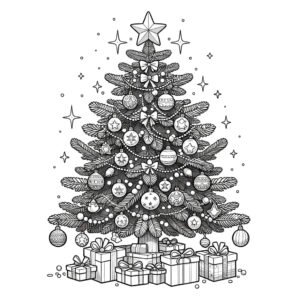 Різдвяна ялинка - розмальовка