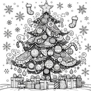 Різдвяна ялинка - розмальовка