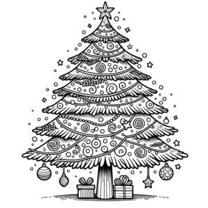 Різдвяна ялинка - розмальовка