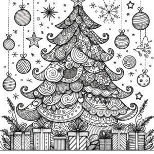 Різдвяна ялинка - розмальовка